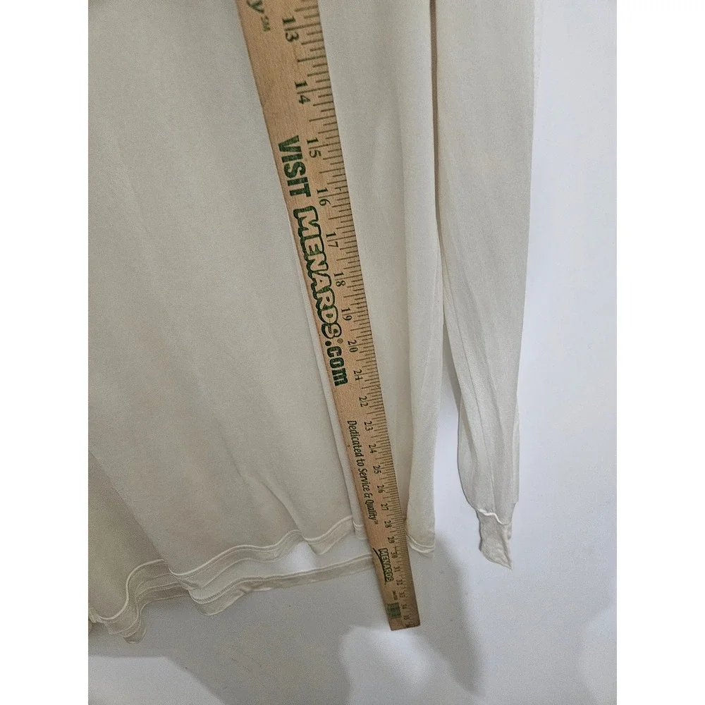 Lands End Mens Silk Interlock Long Sleeve Base Layer Cream White Large 42-44